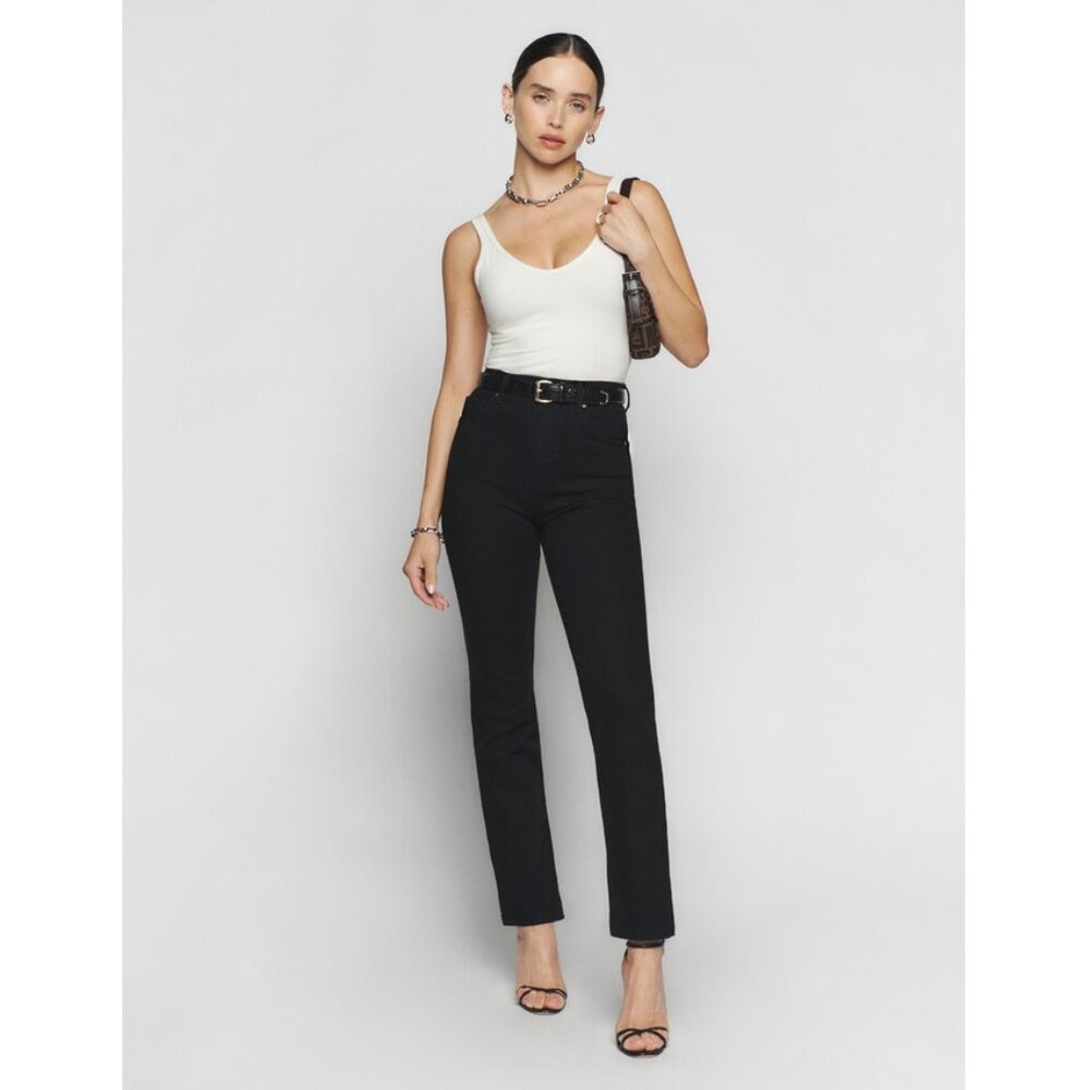 Reformation Liza Ultra High Rise Straight Jeans 30" / Size 30 / Black